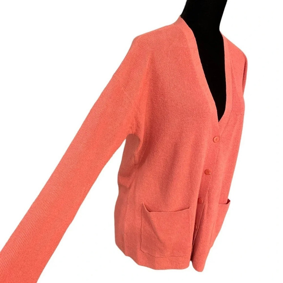Eileen Fisher Women’s Rib Knit Open Front Cardigan Organic Linen Blend M - Picture 7 of 9